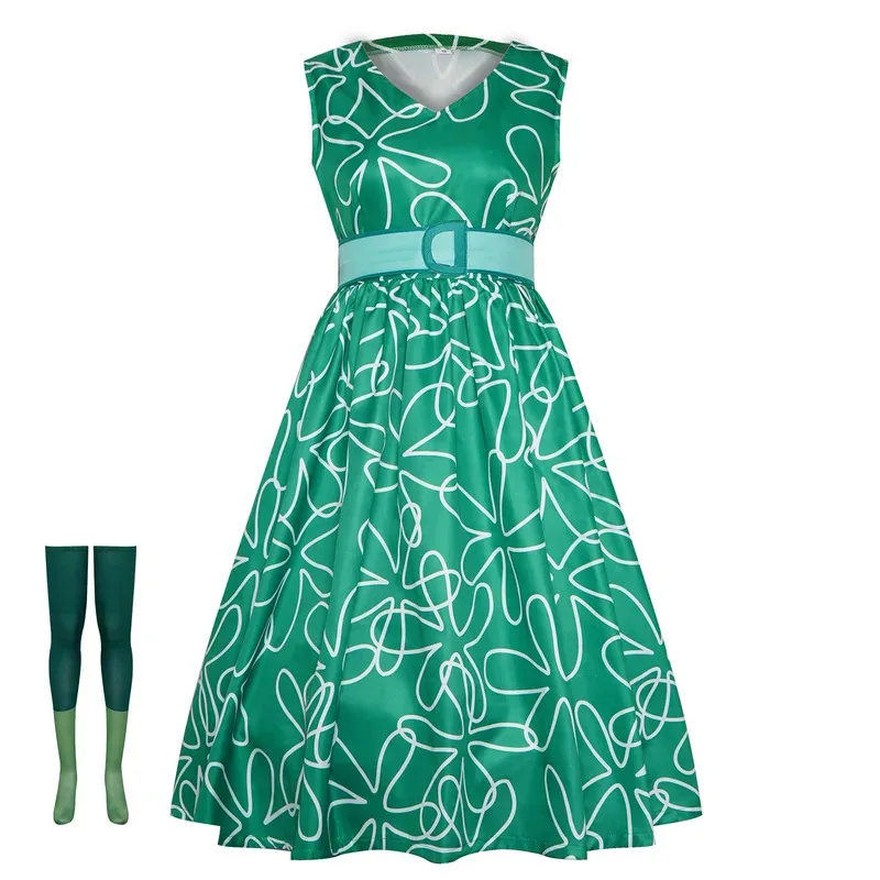 2025aaa Film Inside Out Cosplay Walgingskostuum Groene Jurk Halloween Carnaval Party Rollenspel Uniform Pak Avond Meisjes Dres
