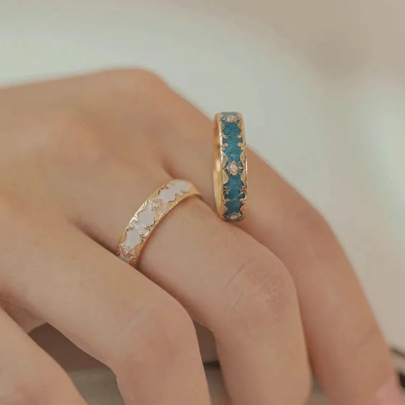 Enamel craftsmanship with beautiful patterns, sophisticated design, high-quality and exquisite enamel ring - women's jewelry