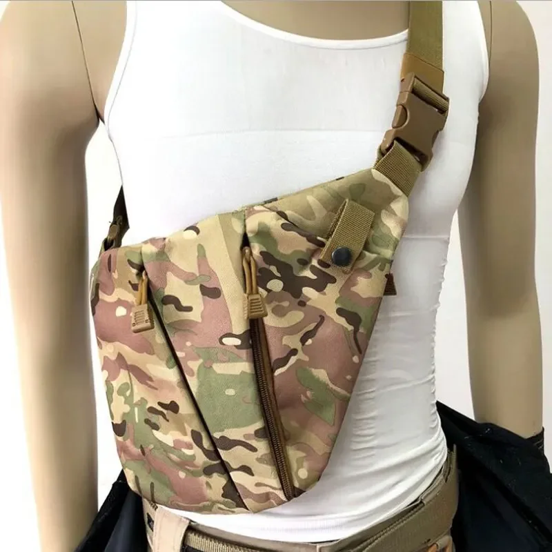 Tactical Gun Holster Storage Pistol Concealed Nylon Gun Bag Anti-theft Men's Hunting Camo Right Shoulder Chest Bag