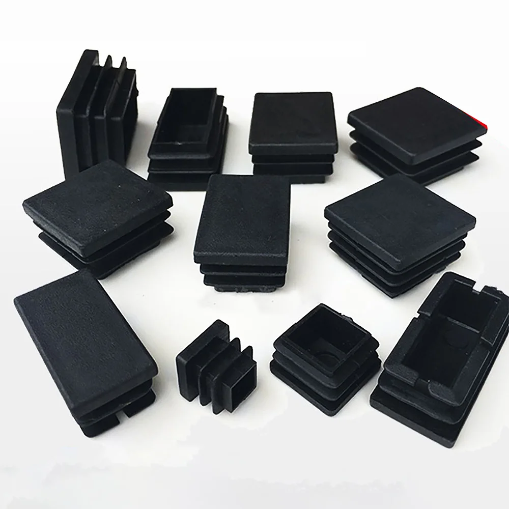 Black Plastic Furniture Square Inner Pipe  Iron Pipe Plug Galvanized Furniture Tables Chairs Shelves Anti Slip Foot Pads