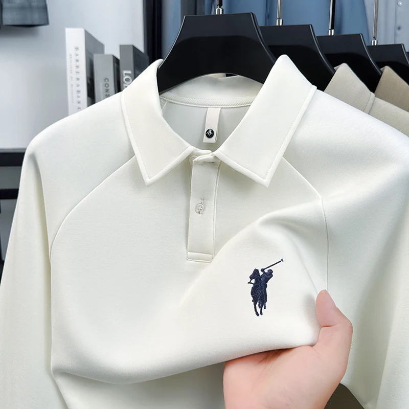 

High End Embroidered Polo Shirt Men's T-shirt 2025 New Summer Business Casual Long Sleeved Men's Spring and Autumn Clothing