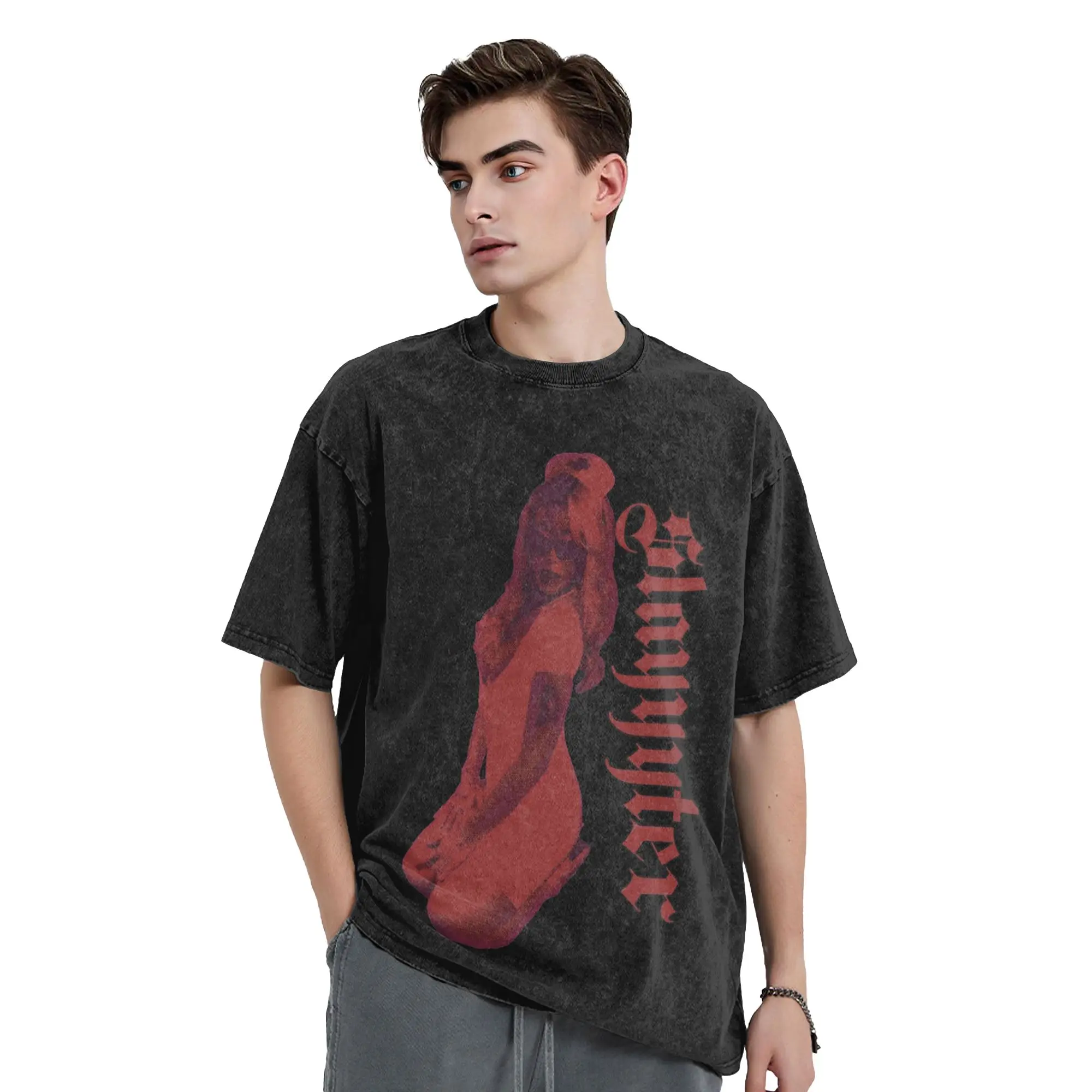 USA Slayyyter Singer T Shirt Hip Hop Washed Short Sleeve High Street T-Shirts  Cool Men Women Tops Streetwear Summer Tops Tees