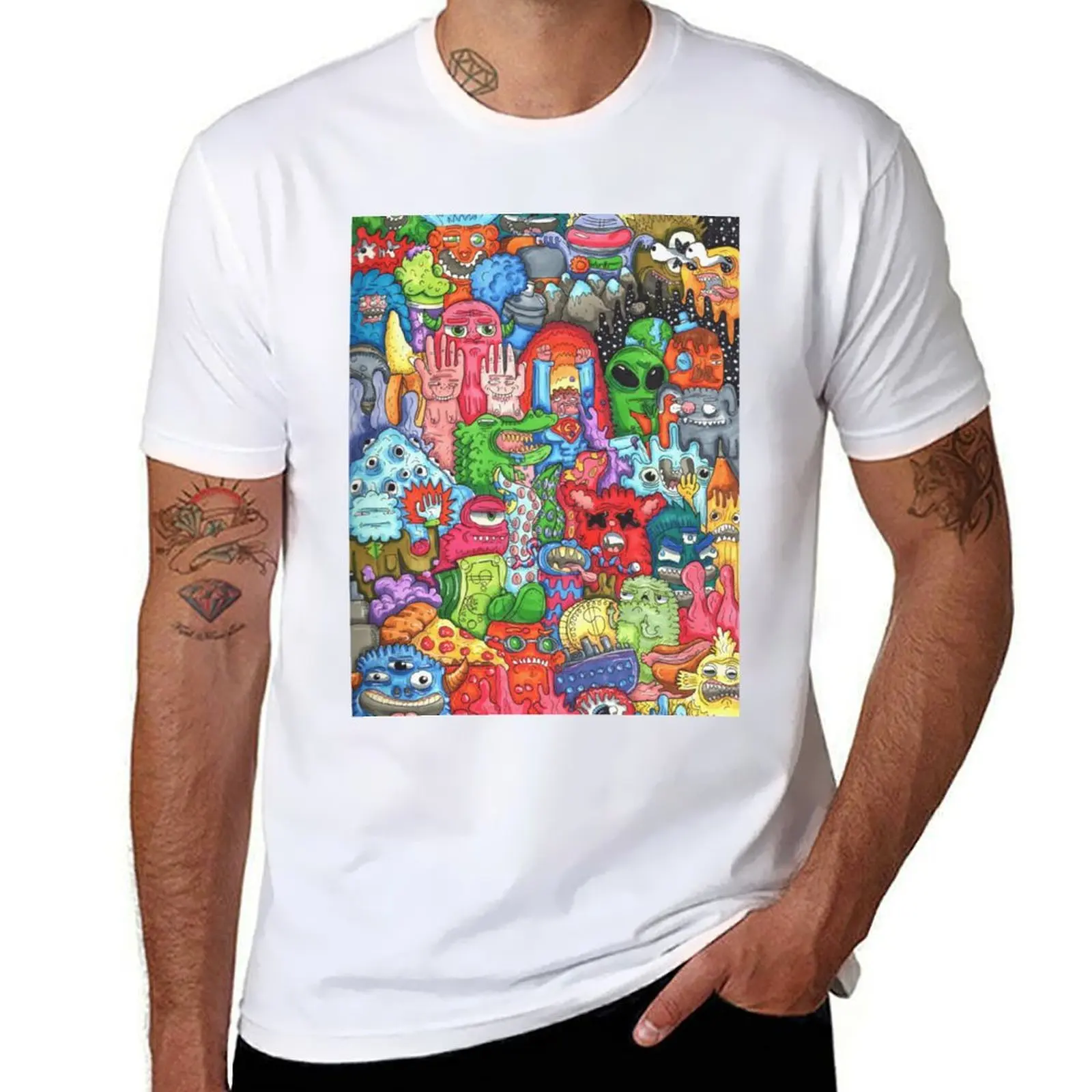 Doodle Art T-Shirt cheap stuff Anime t-shirt cotton man t-shirts oversizeds men t shirt