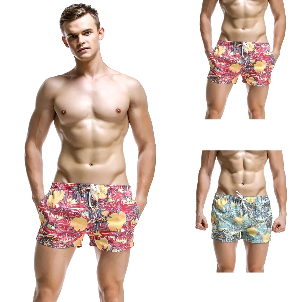 Drawstring Men'S Beach Casual Printing Fashion Shorts Belt Loose Pants Pocket Men'S Pants Man Bathing Suit Man Swimming Shorts