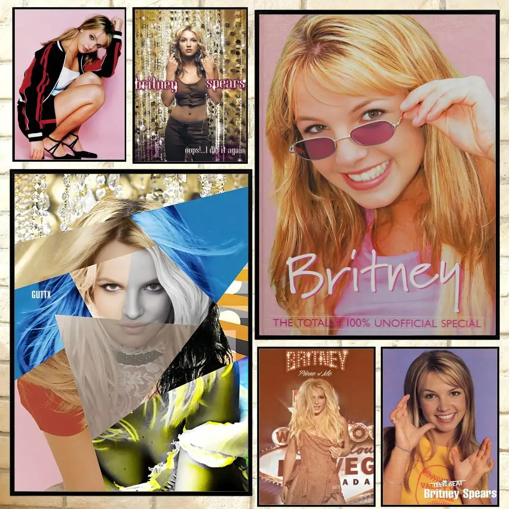 Retro Singer B-Britney Spears Poster Versatile HD Waterproof Wall Art Self-Adhesive Decor for Any Space Ideal Gift