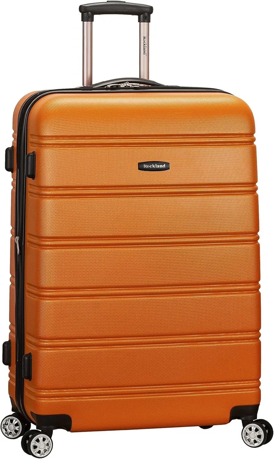 

Expandable 28-Inch Hardside Spinner Luggage, Orange Checked-Large Suitcase with Wheels for Travel