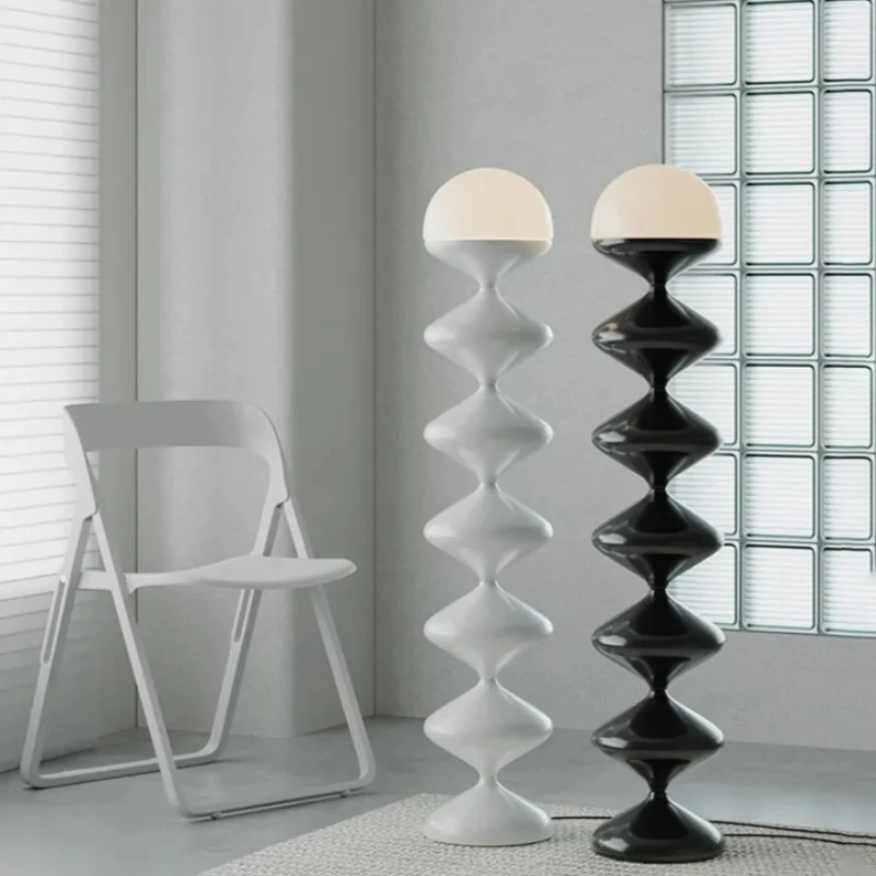 

Nordic Medieval Black Gourd Floor Lamps Living Room Bedroom Study Simple Led Standing Lights Cream Style Indoor Lighting Decor