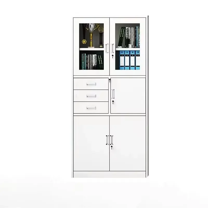 Custom Movable Adjustable Modern Office Furniture Steel Archive Hospital Warehouse Cabinets with Glass Doors