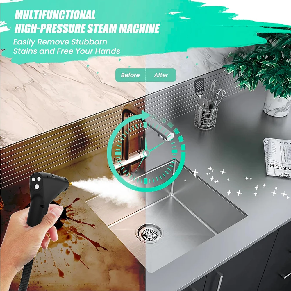 Portable Steam Cleaner 2500W High Pressure with 6 Settings and 1200ml Tank Suitable for Various Surfaces Portable