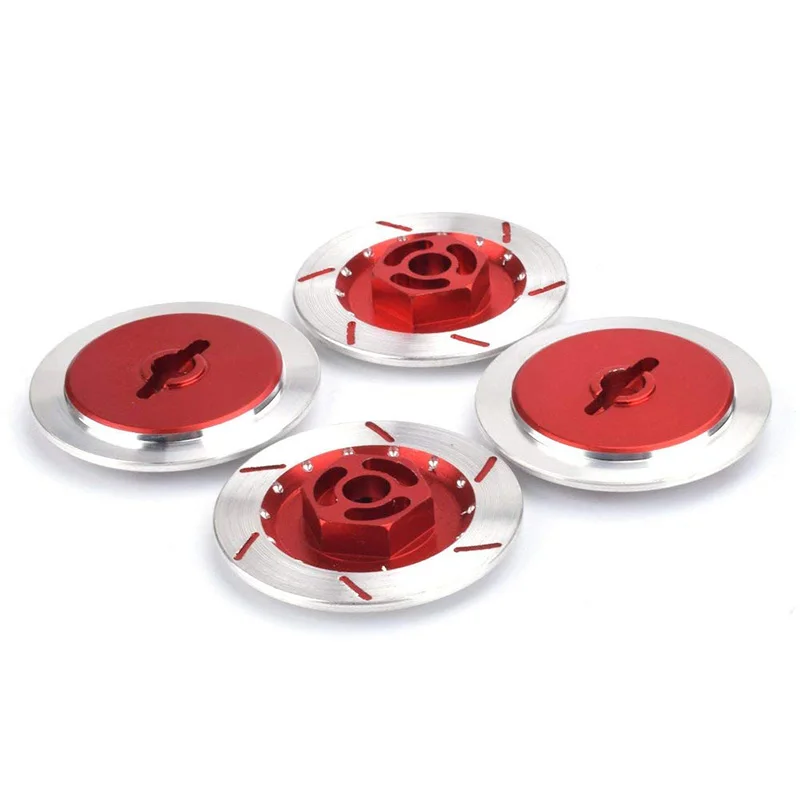4PCS In Lega di Alluminio Disco Freno Cerchione Scatola Adattatore Esagonale In Metallo 12MM per RC 1/10 Auto Fly Fish Truck 94123 94122 D4, Rosso