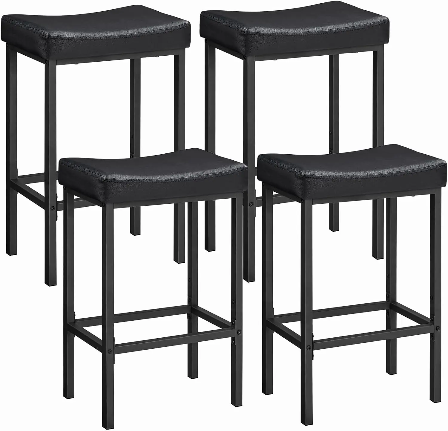 

Set of 4 Bar Chairs, Counter Height Stools, Saddle Stools, Set of 4 Kitchen Stools, 24.8 Inches Barstools, 2.4" Thick Upholstery