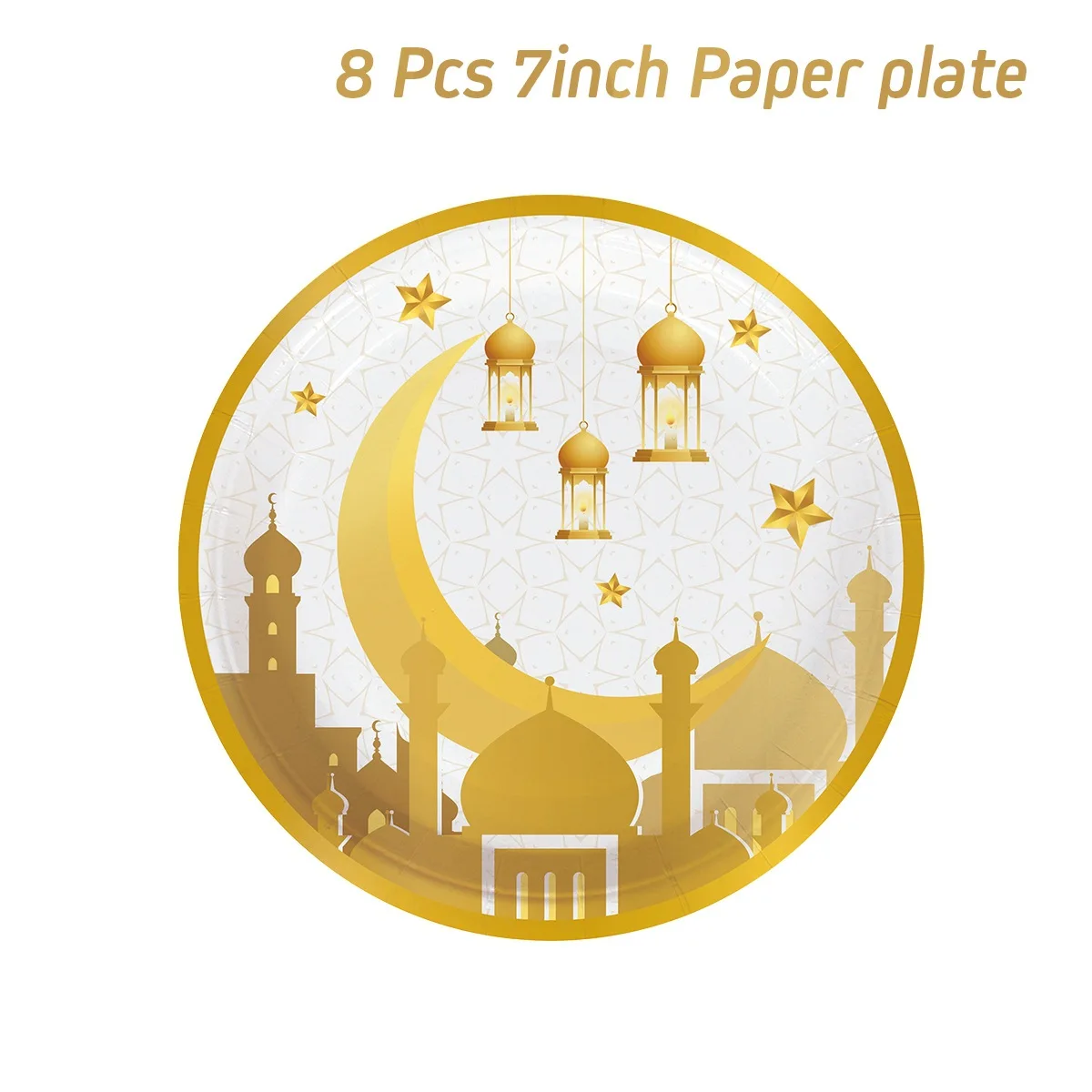 EID Mubarak Paper Plates Cup Ramadan Decoration 2024 Ramadan Kareem Islam Muslim Eid Party home decor Eid al-Fitr Party Supplies