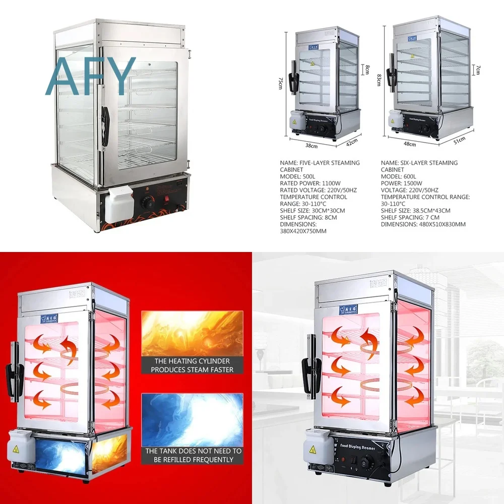 Commercial Electric Bun Steamer for Automatic Steamed Buns Machine Dual Purpose Food Steamer with Timer Control and Stainless