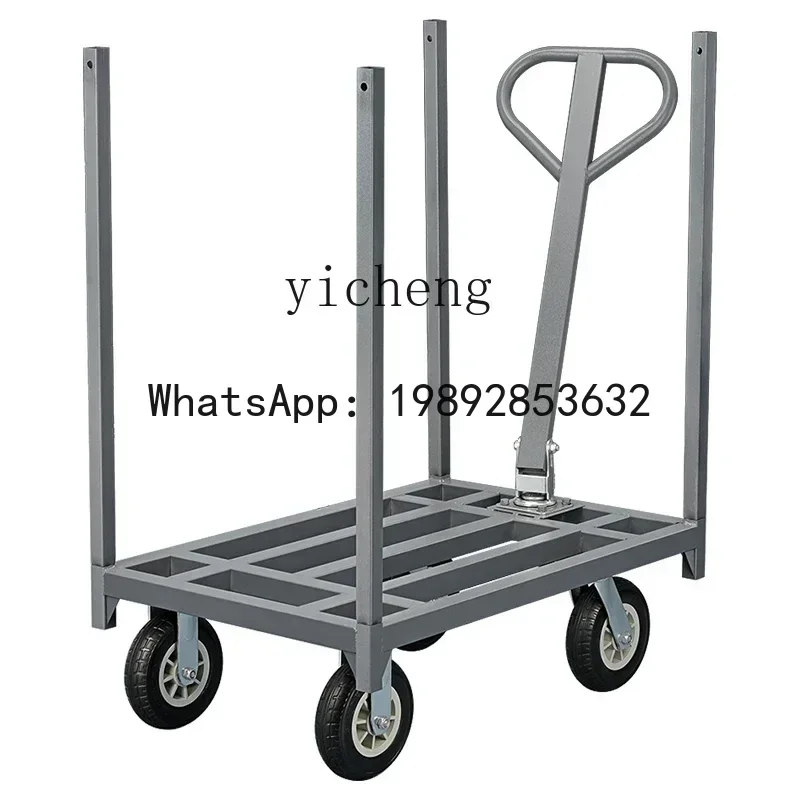 A1  heavy duty pull truck unloading hand push flatbed truck stage board truck