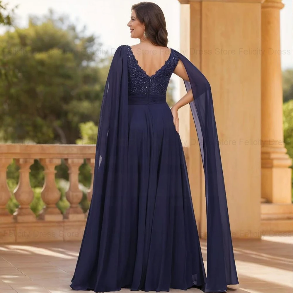 FELICITY Customized Plus Size Mother of the Bride Dress 2025 A-line V-Neck Sequins Long Wedding Guest Party Dress Evening Gowns