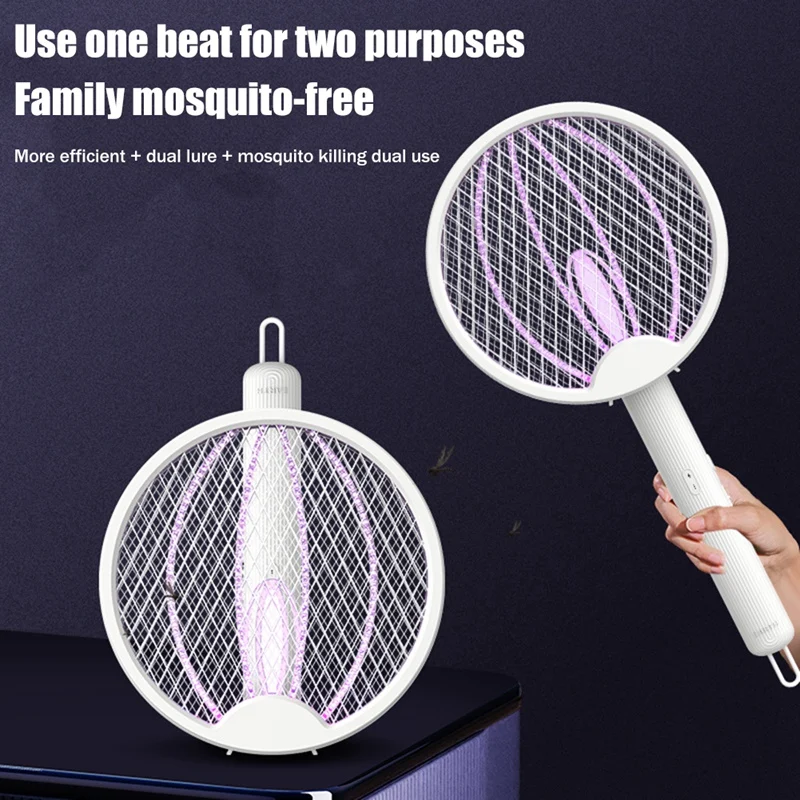 Lámpara matamoscas recargable para exteriores, raqueta repelente de mosquitos, DC3000V