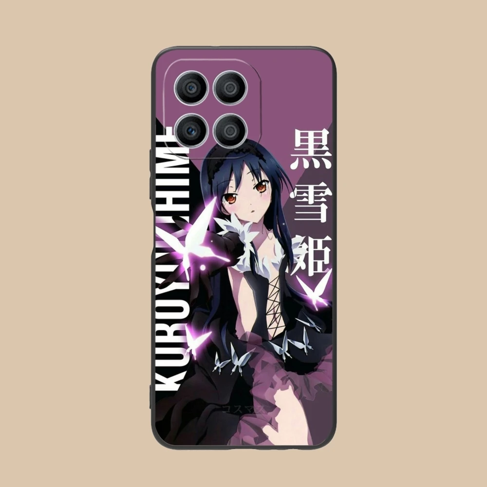 Accel World Kuroyukihime Mobile Cell Phone Case for Huawei Honor 90 80 70 60 50 30 20 10 9 8 7 Pro S SE Lite 5G Black Cover