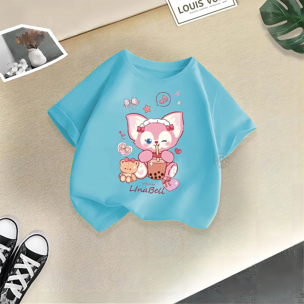 Fashion children's cotton T-shirt cute rabbit print boys and girls T-shirt round neck short sleeve children's simple blouse