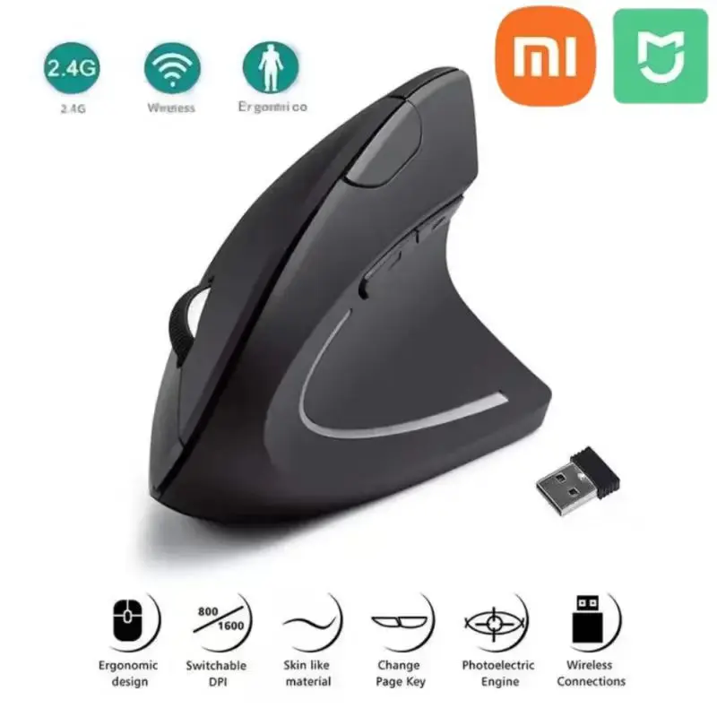 Xiaomi Mijia Drahtlose Vertikale Maus Bluetooth 2,4G Ergonomische Gaming Mäuse 1600DPI Einstellbare RGB Hintergrundbeleuchtung Für Laptop PC Desktop