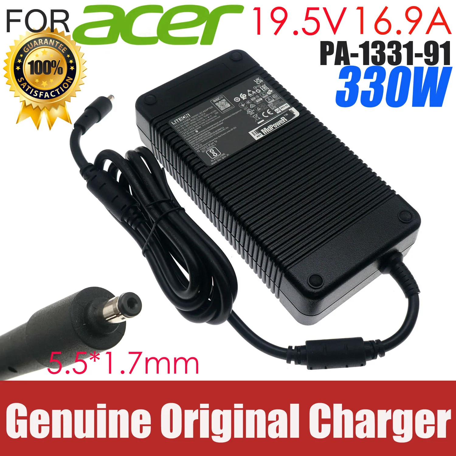 Genuine Liteon PA-1331-91 AC Adapter 19.5V 16.9A 330W Charger for Acer Predator HELIOS 300 500 N22C4 N20C11 PH315-55 RTX 3070