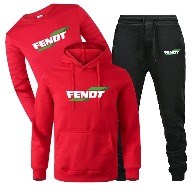 FENDT-chándal de 3 piezas para hombre y mujer, conjunto de Sudadera con capucha, Jersey y pantalones, ropa deportiva de tendencia, otoño e invierno,