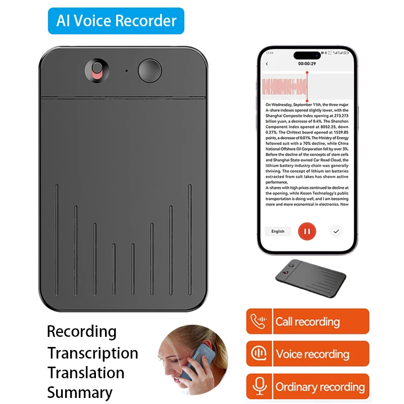 

AI Voice Recorder APP Control AI Notetaking Device Transcribe & Summarization with ChatGPT Voice To Text Recorder Sound Recorder