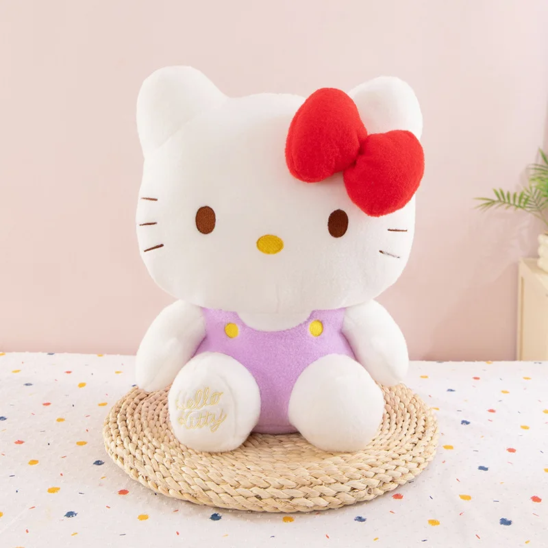 دمية كاواي سانريو القطيفة المملوءة بالرسوم المتحركة هالو كيتي مع فيونكة لعبة محشوة لطيفة للأطفال هدية عيد الميلاد للفتيات في عيد الحب