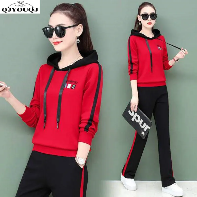 

2024 Spring and Autumn Korean Edition New Casual Sportswear Set Running Wear Hooded Women's Set Two Piece Set