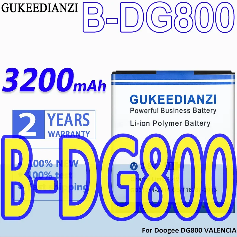 Аккумулятор GUKEEDIANZI большой емкости B-DG800 3200 мАч для Doogee DG800 VALENCIA BDG800, аккумуляторы для мобильных телефонов