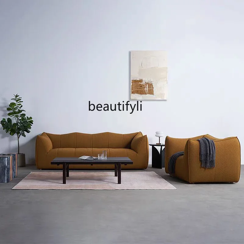 

Italian minimalist fabric sofa living room sofa three-person straight row light luxury designer sofa02A