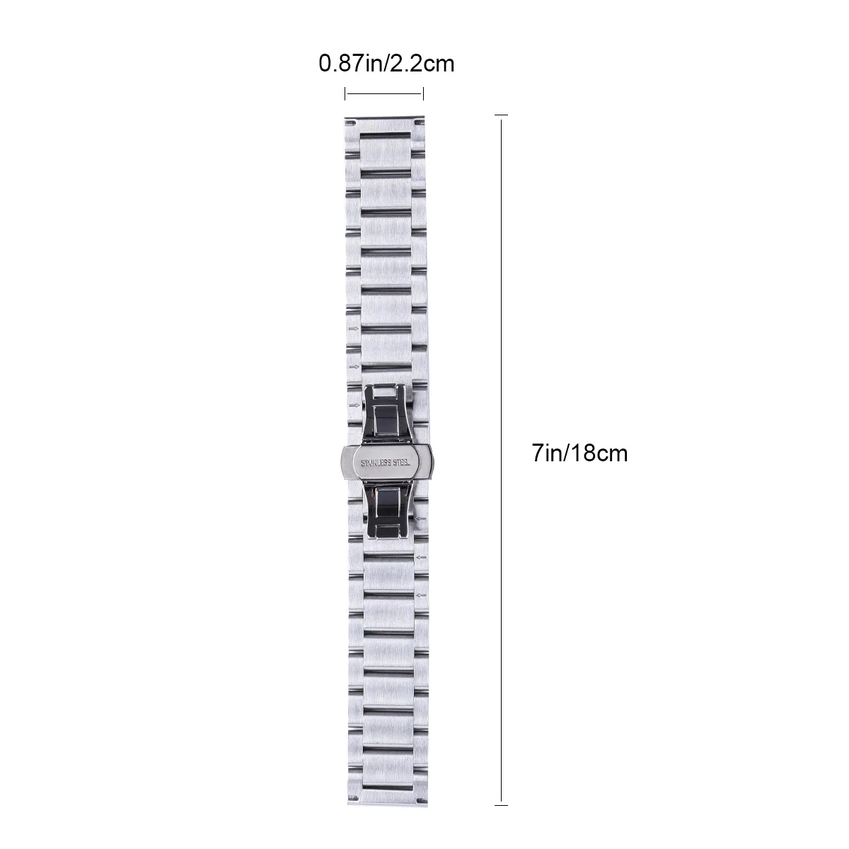 

22mm Stainless Steel Watch Strap Solid Metal Polished Heavy Duty Band Replacement Durable Comfortable Seamless Welding
