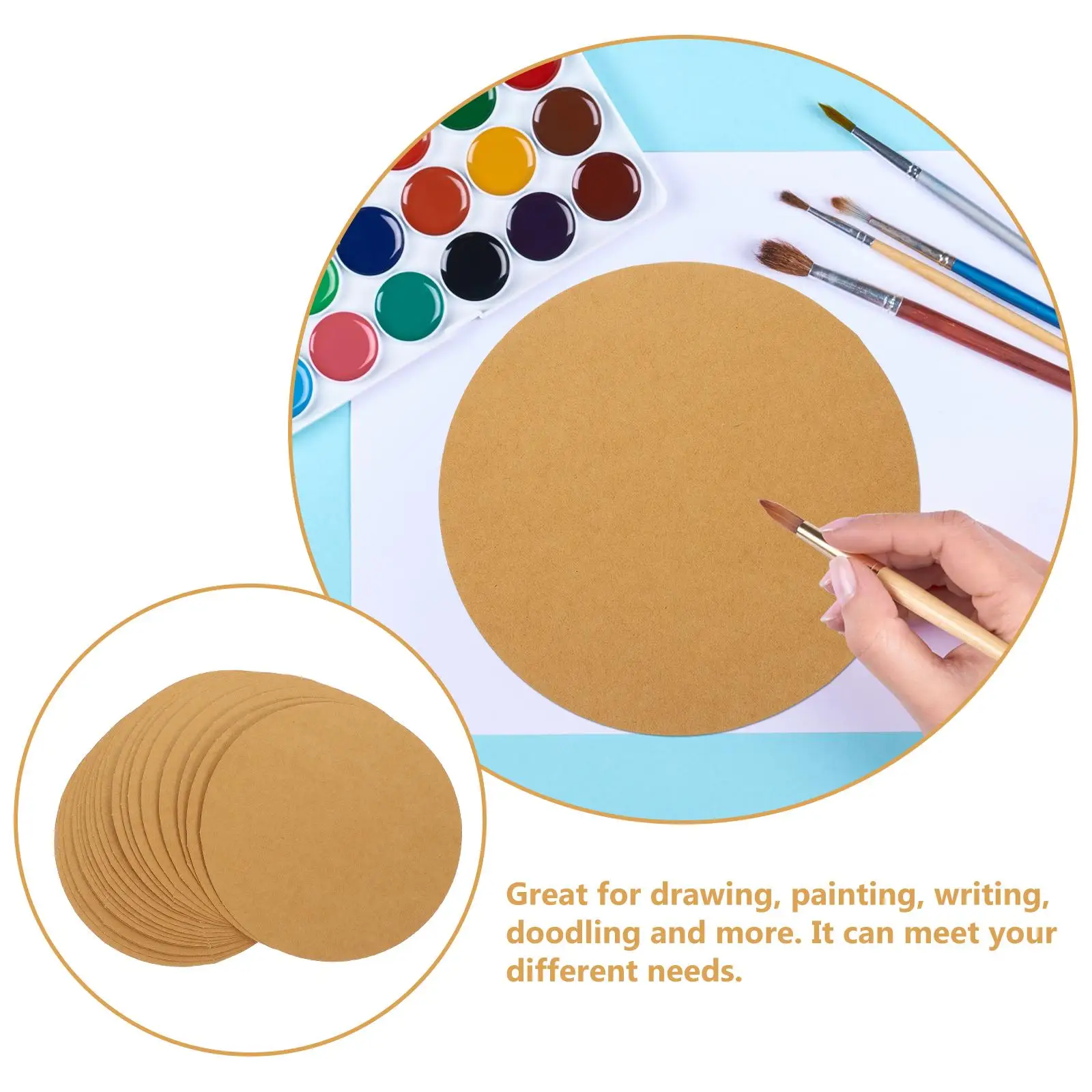 40pcs Round Painting Cards Thick Paper Cardboards Cardstocks 17x17cm Watercolor Drawing Slices Craft Supplies