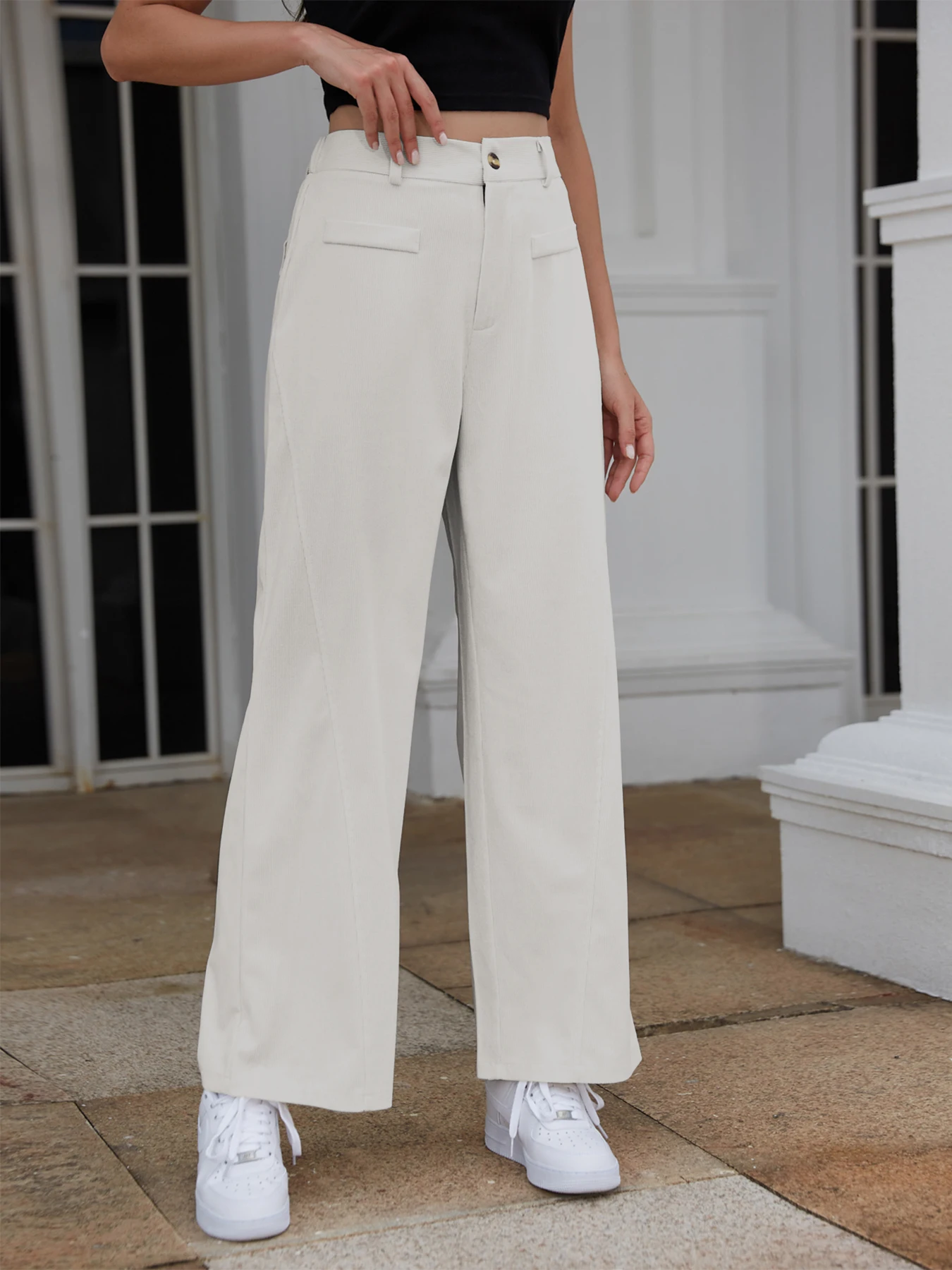 Corduroy Trousers, Women's Narrow Suit Trousers, High-Waist…