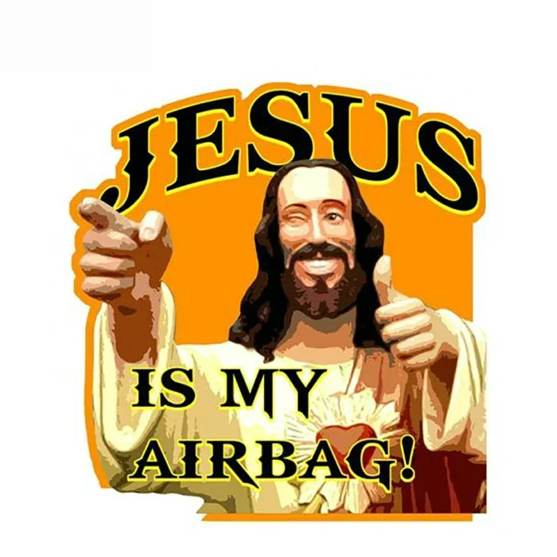 Personality Jesus Is My Airbag Car Sticker Waterproof Sticker Laptop Suitcase Guitar Truck Accessories PVC, 10cm