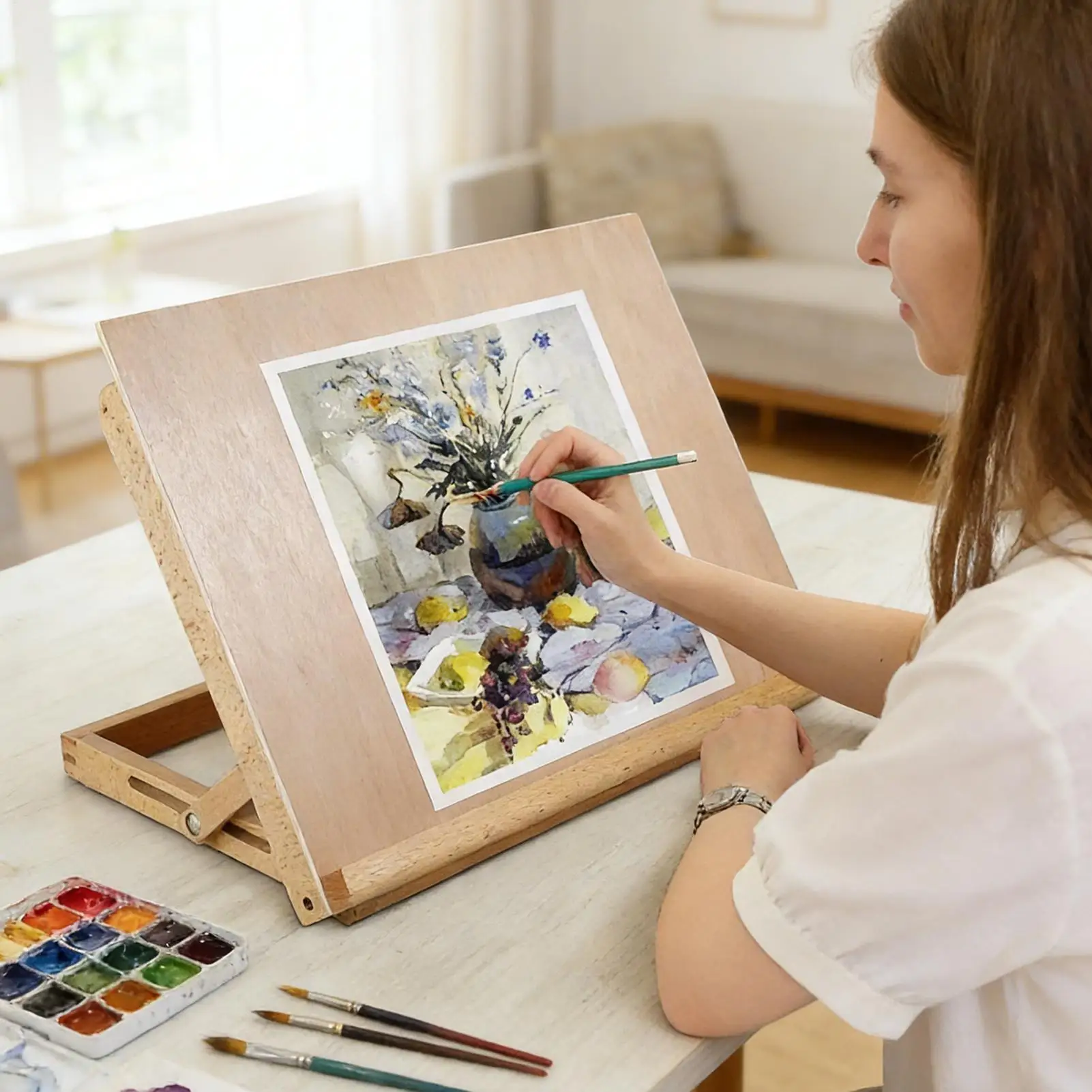 

Складной настольный мольберт: легкий, портативный, деревянный, для рисования, регулируемый, для эскизов и живописи, для студентов и художников