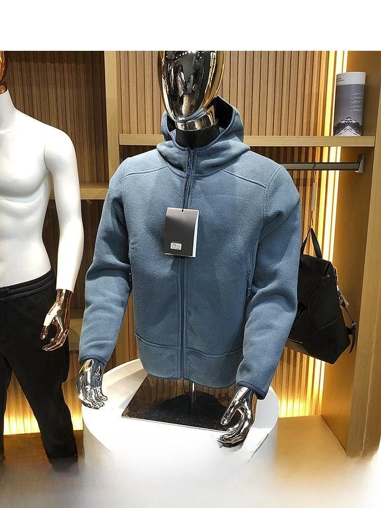 

Double-Sided Fce Windproof Warm Hooded Jaet Outerwear for Men Casual Outdoor Autumn Winter Thiened Long Sve Coat