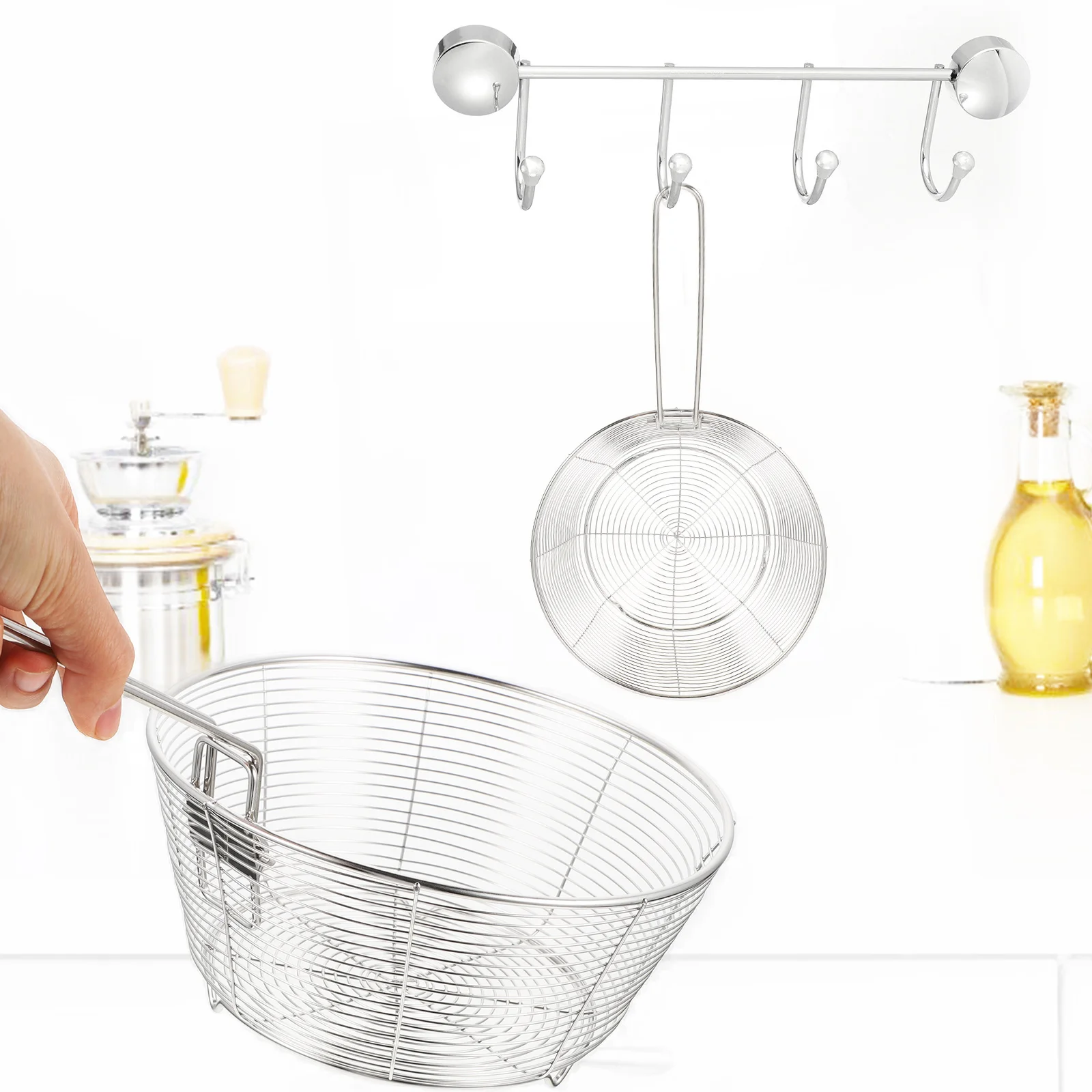 

Stainless Steel Fry Basket Baskets for Fryers French Fries with Handle Deep Frying