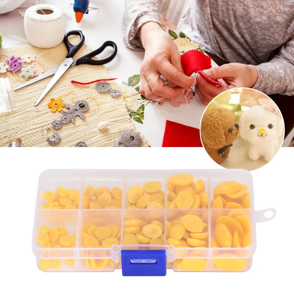 180pcs Accessories Oval Plastic Eyes Noses Black Yellow Teddy Bear Eyes Noses Flat Back DIY Making Sewing Crafts
