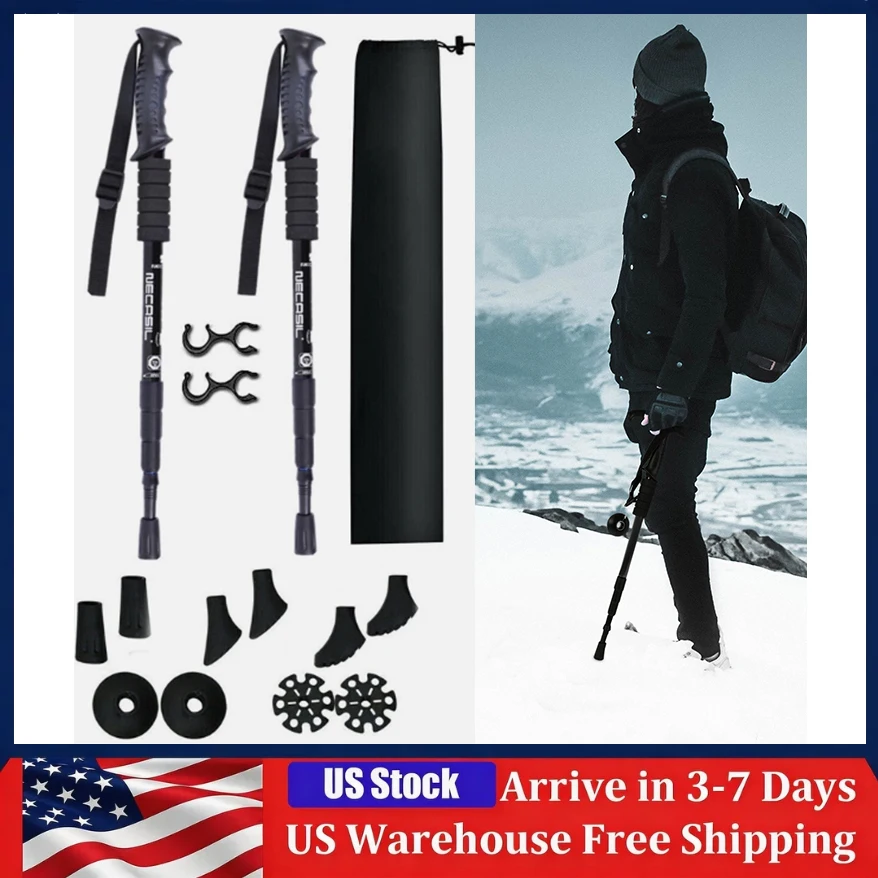 

1Pcs Outdoor Hiking Stick Trekking Pole Aluminum Alloy Portable Lightweight Mountaineering Walking Camping Anti-Skid T Handle