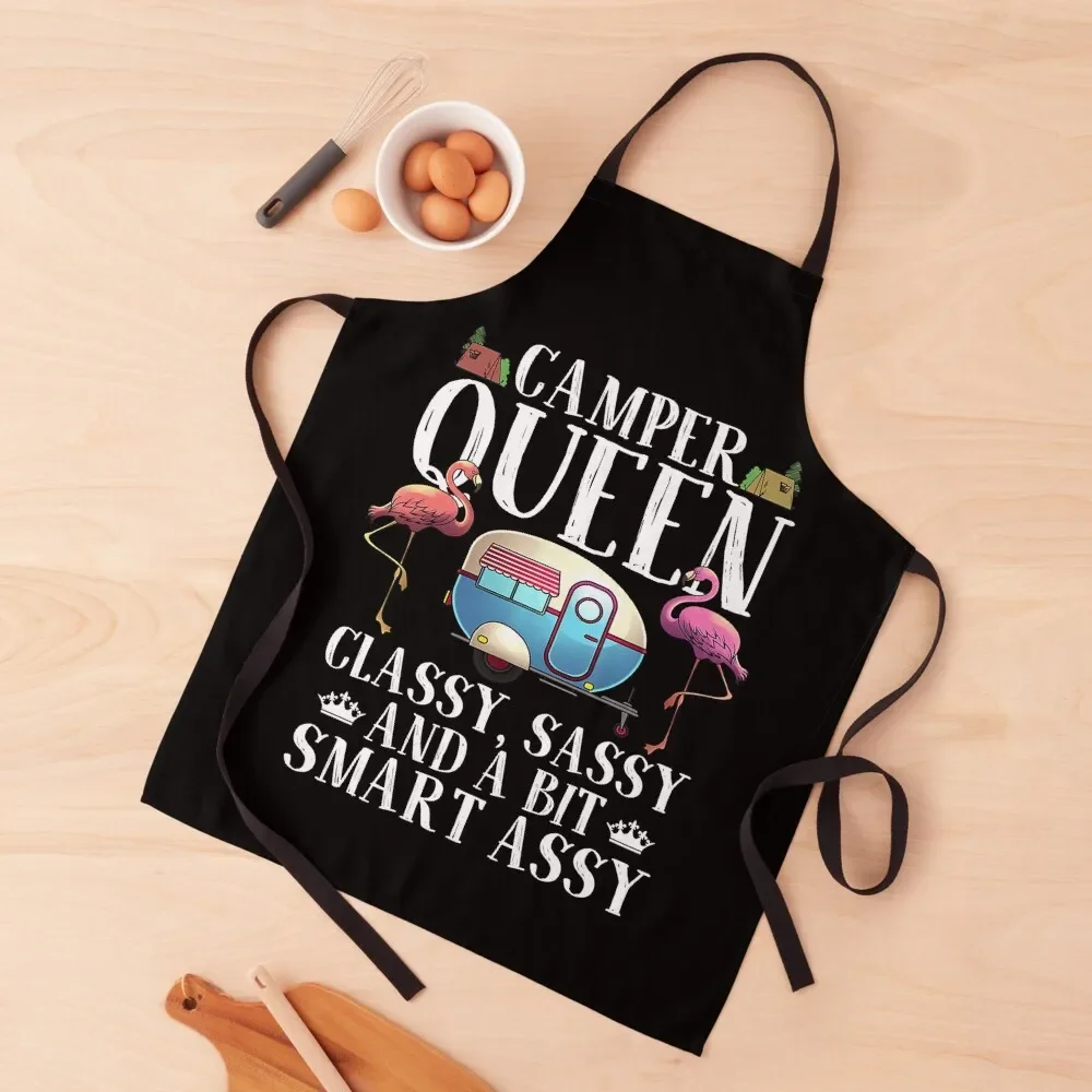 Funny Camper Queen Sassy Gift For Women RV Camping Lovers Apron cooks clothes Men's Kitchen Waterproof Kitchen For Women Apron