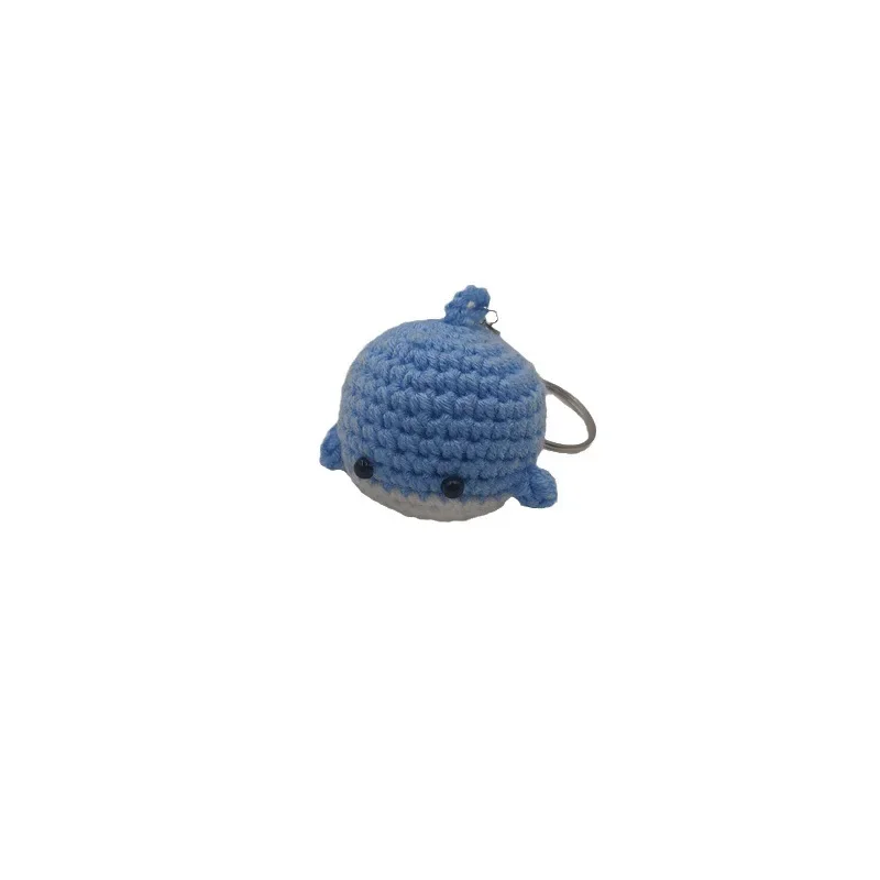 New Creative Wool Crocheted Small Whale Car Key Chain Handmade Backpack Ornaments Couple Cute Keychain