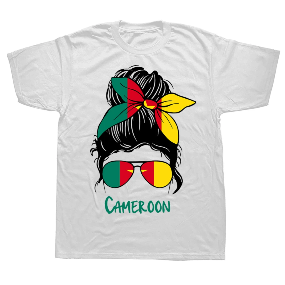 Kamerun Kamerunisches Mädchen Frau Flagge T-Shirts Herrenbekleidung Sommer Grafik Baumwolle Streetwear Kurzarm Geburtstagsgeschenke T-Shirt – Detail 2