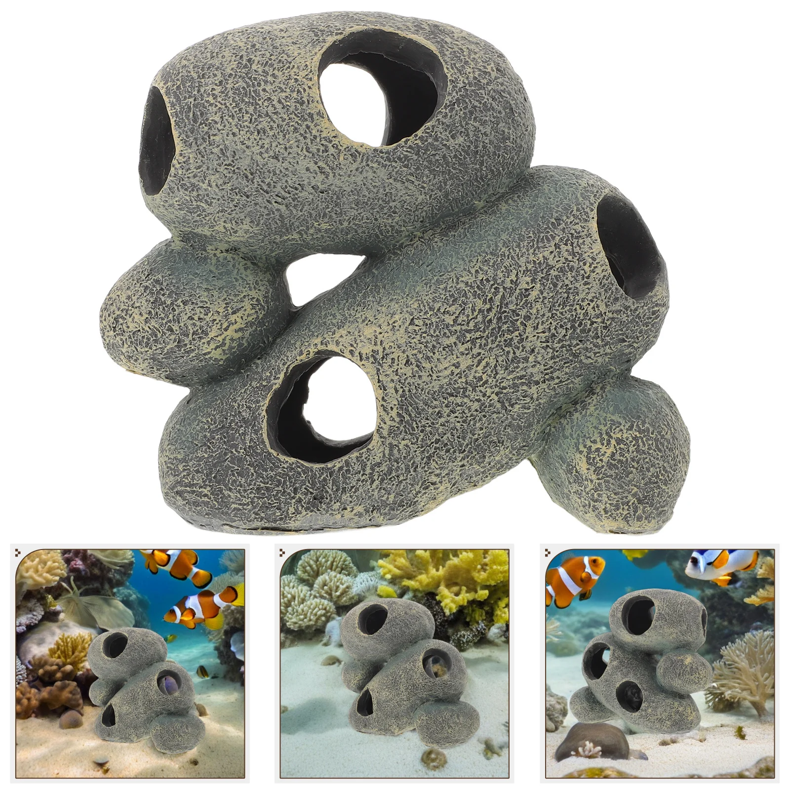 

Aquarium Hideaway Rock Cave Grey Faux Rock Fish Hideout Shelter Betta Cichlid Shrimp Breeding Cave Fish Tank Decoration Ornament