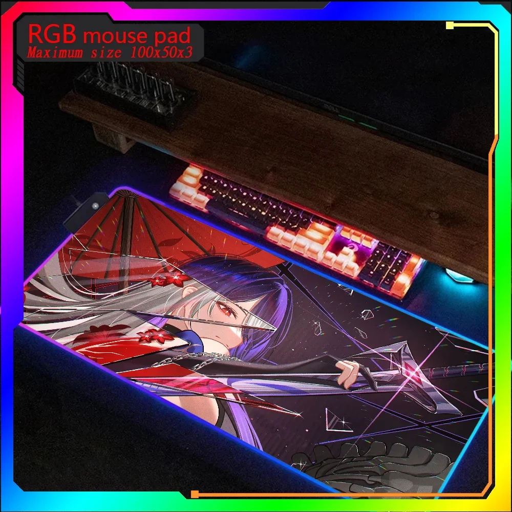 

Large size 100x50 Honkai Star Rail Acheron HD print pad Rgb Steelseries Laptop Gaming Backlit Keyboard Girl Table Desk Mause pad