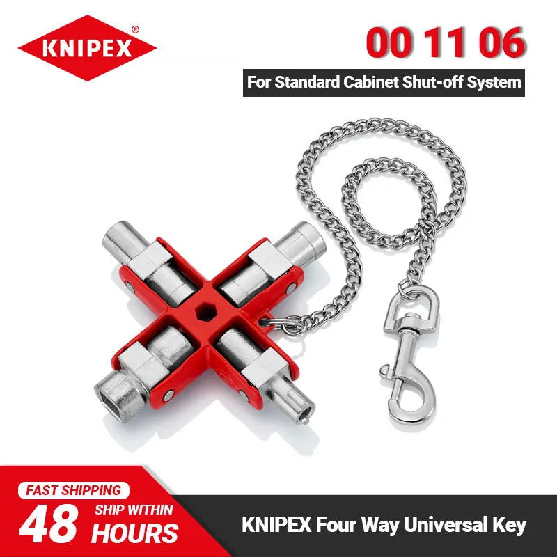 KNIPEX 00 11 06 Four Way Universal Key For All Standard Cabinets and Shut-off Systems