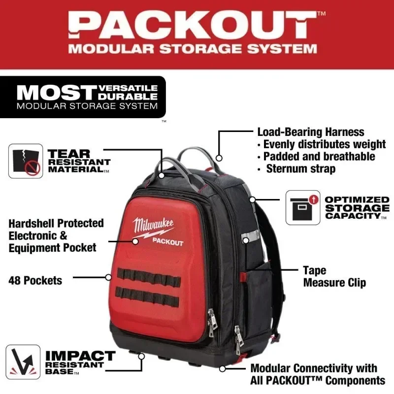 Milwaukee 48-22-8301 PACKOUT™ Backpack Tool Bag Portable Hard Bottom MILWAUKEE Power Tool Accessories