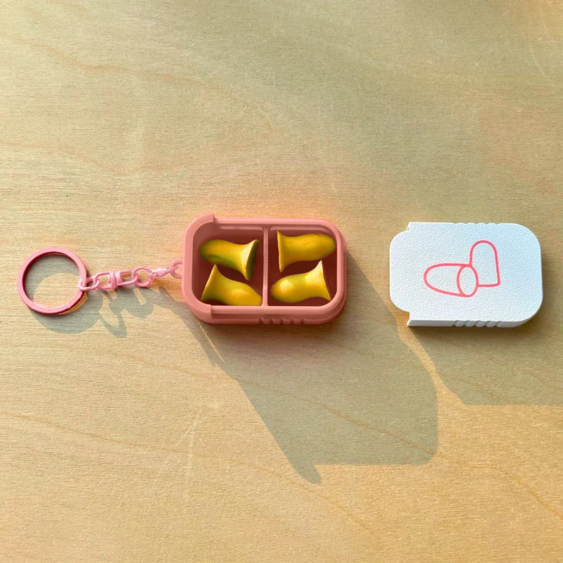 1pc Mini Earplugs Storage Box With Keychain Portable Ear Plug Holder Container For Jewelry, Vitamins, Earring Pills, Small Items