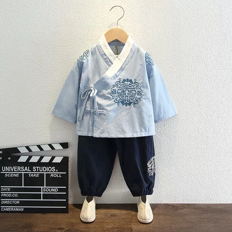 

Hanfu Boys Spring and Autumn Tang Suit Children's Improved Chinese Style New Baby Week-old Dresses Table Performance Clothes