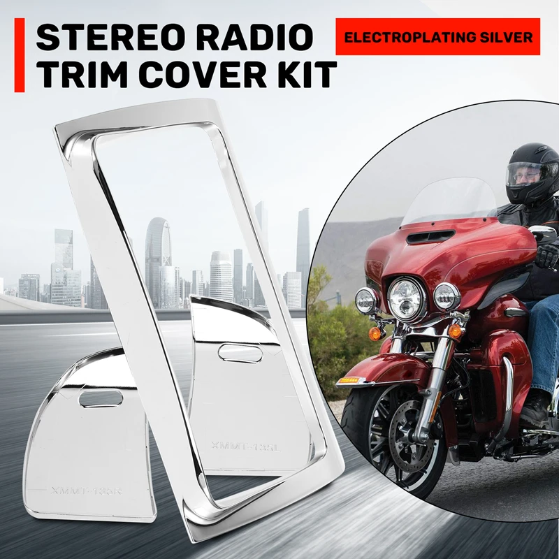 Super Sale Chrome Stereo Radio Trim Cover Housing Kit for Harley Touring Glide
