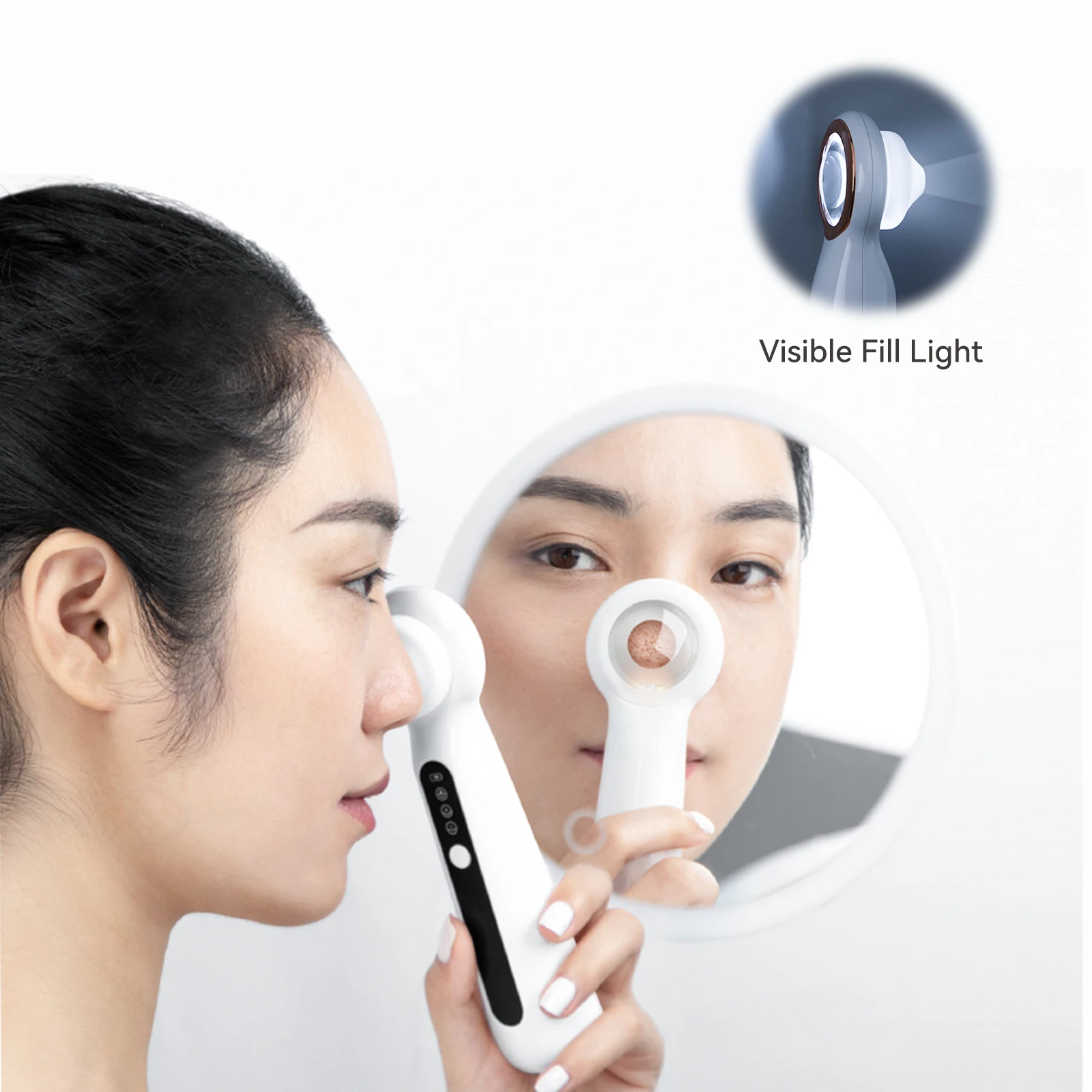 Aspirateur de points noirs pour le visage, nettoyeur d'acné visible avec loupe et lumière LED, outil flacon de points blancs, comédon antarctique